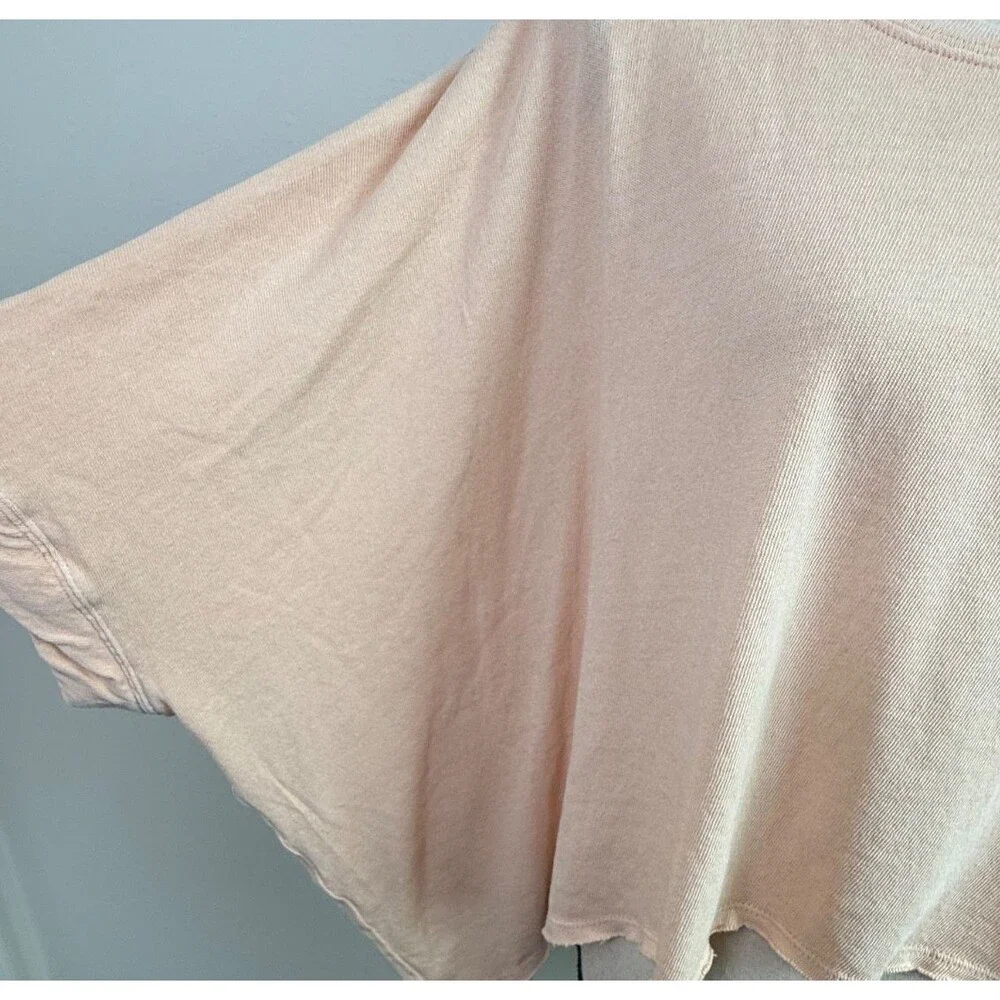 Free People We The Free Oversize Boxy Crop Tee Medium Peach Boho Artsy Casual
